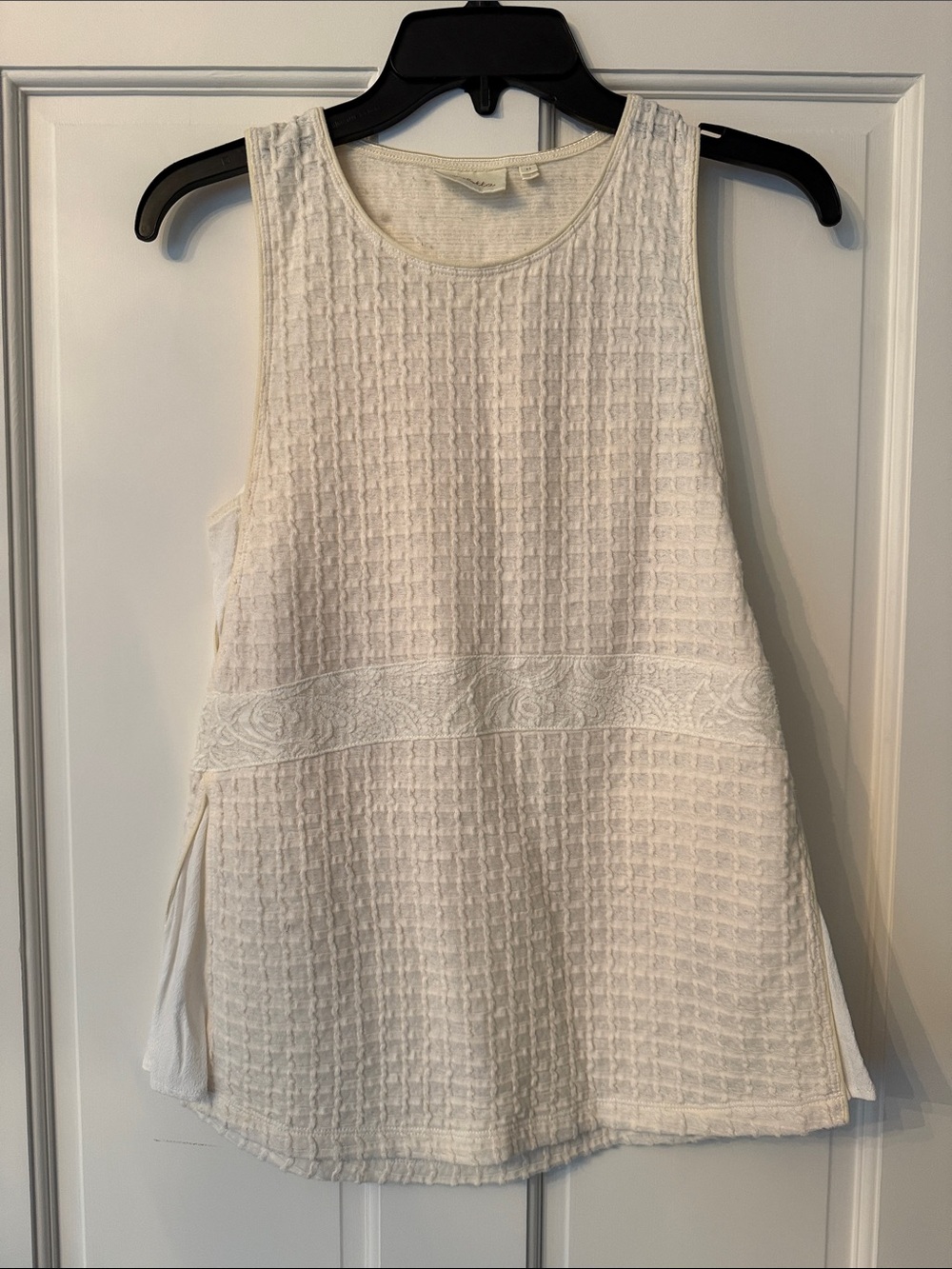 Anthropologie Deletta Cream Textured Waffle Tank Top